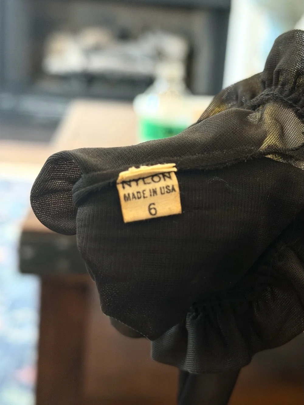 Vintage Fownes Sheer Nylon Black Ruffle Cuff Gloves. Women’s 6/XS USA 50’s 60’s